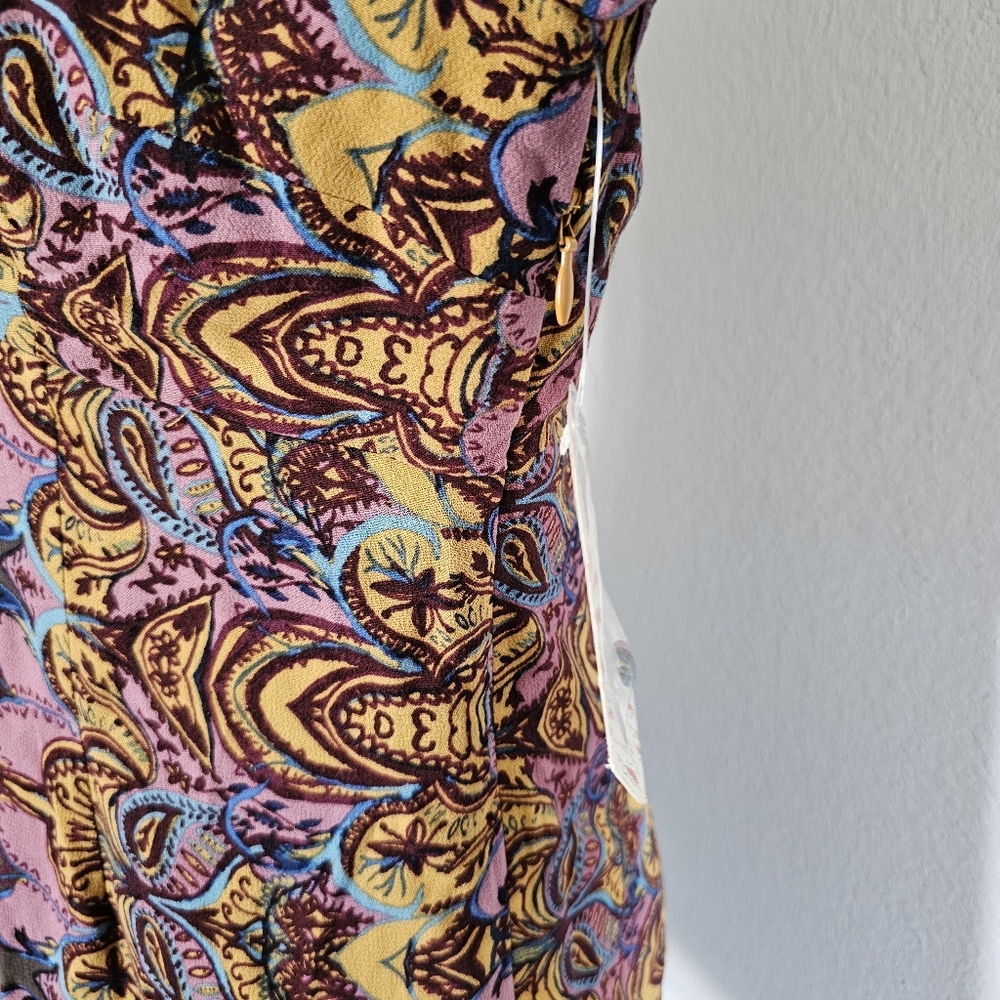 NWT Free People Ossie Vibes Boho Paisley Hippie Bell Sleeve Mini Dress Size 2 - Picture 11 of 14